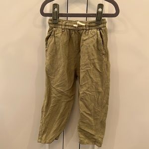 Zara Olive green linen blend boys pants 2-3T
